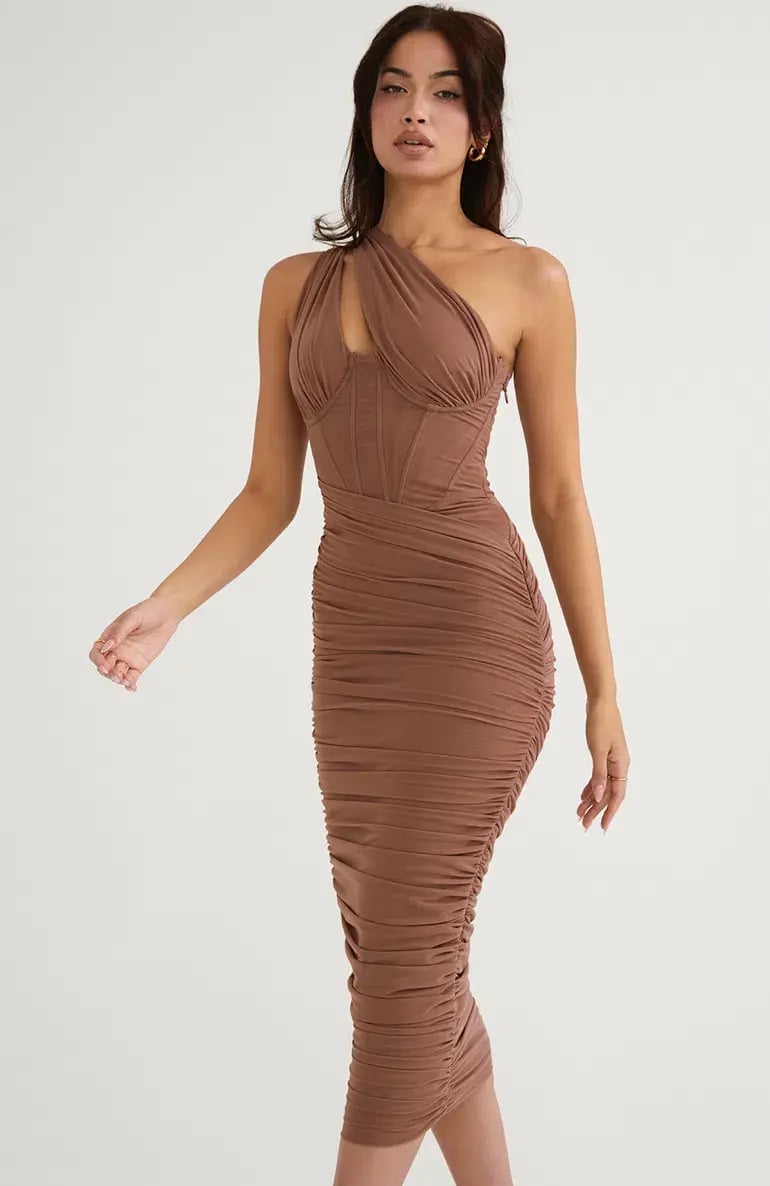 House of CB Valentina Asymmetric Cutout Midi Dress Mocha Size S / AU 8 photo 2