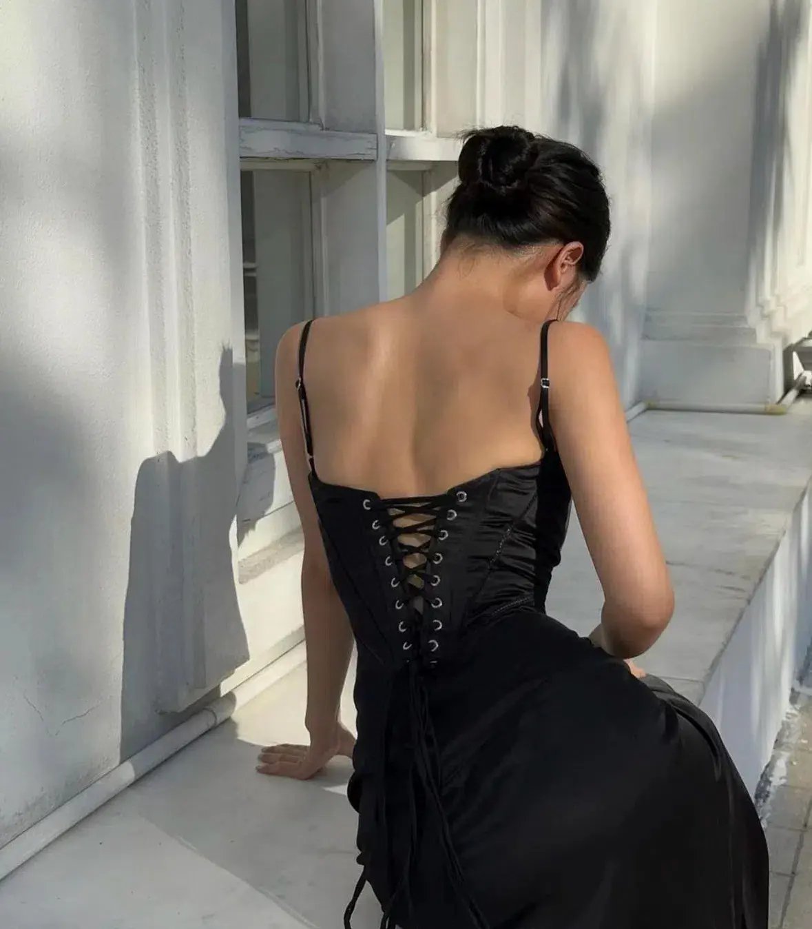 House of CB Anabella Lace Up Corset Maxi Dress in Black Size M / AU 10 photo 5
