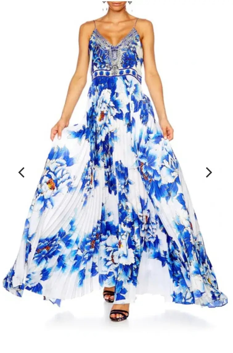 Camilla Ring of Roses Pleated Slip Dress Print Size 8 photo 6
