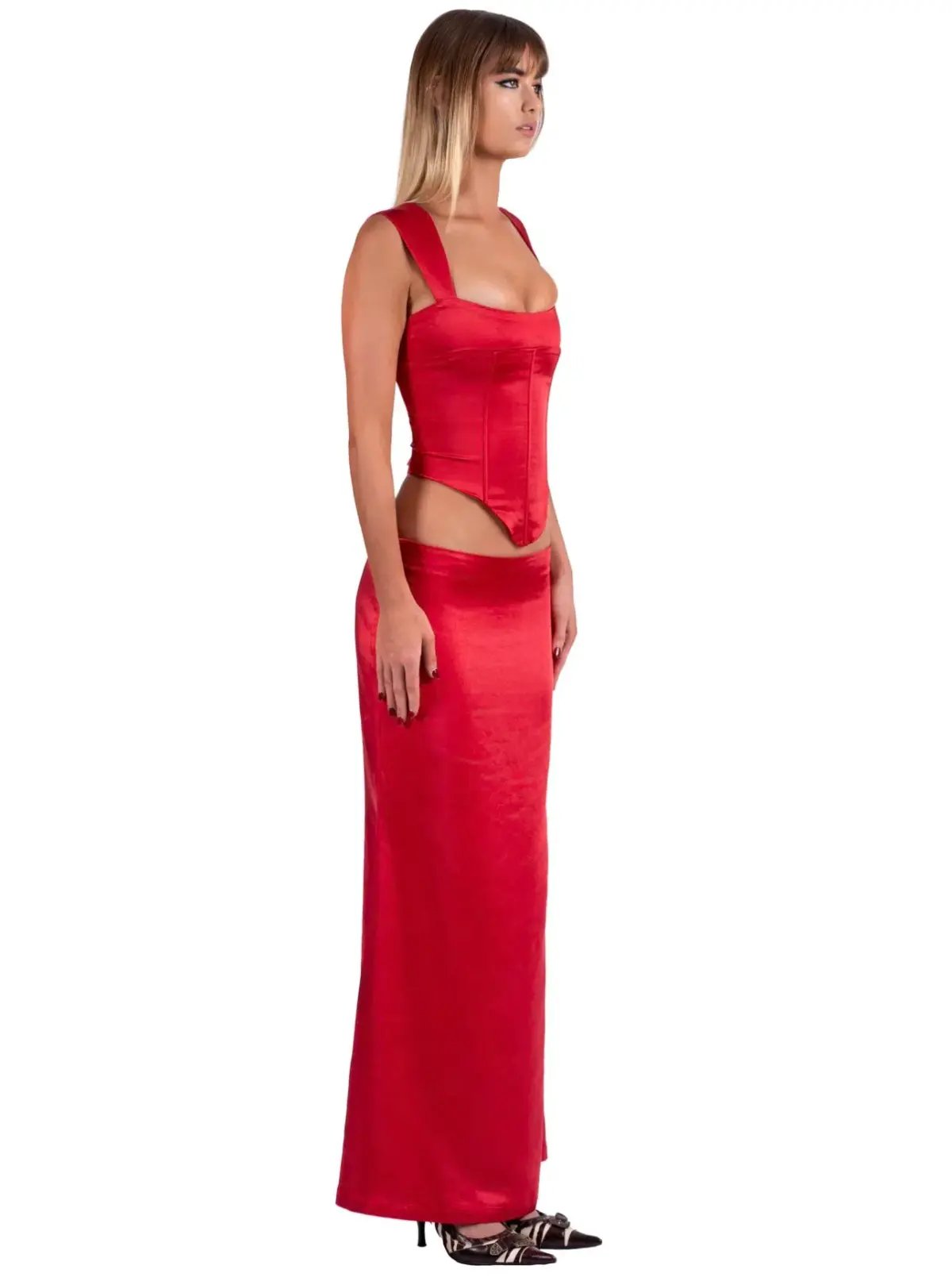 I Am Delilah Valerie Corset and Maxi Skirt Set in Cherry Red Size L / AU 12 photo 2
