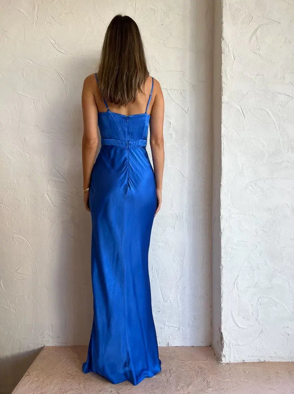 Shona Joy Oliviera Ruched Maxi Dress Blue Size 8 photo 5