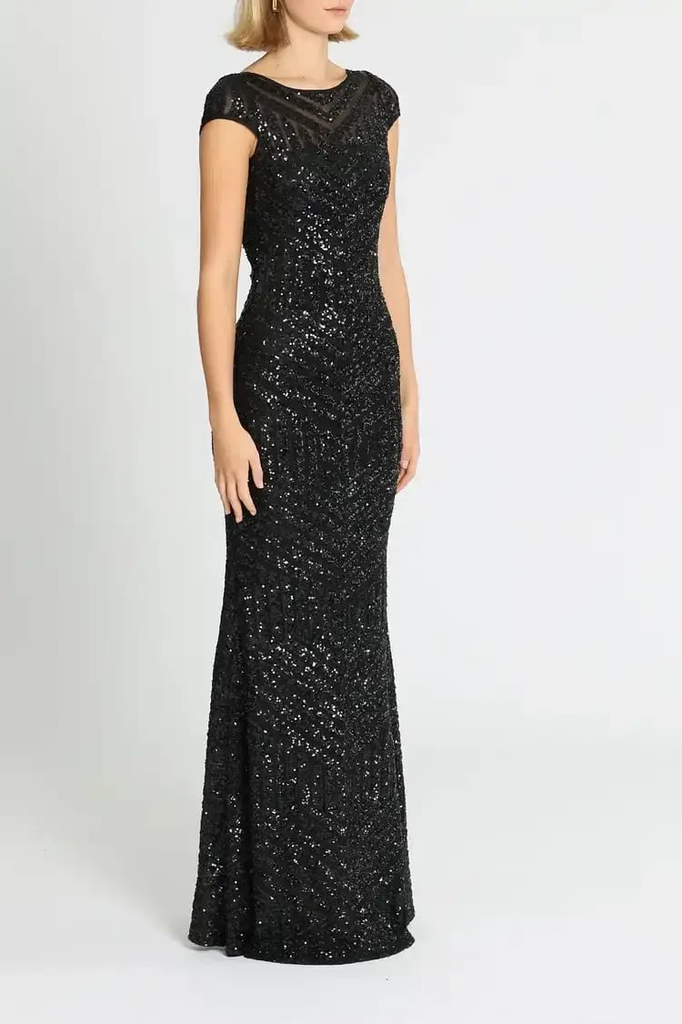 Langhem Ida Sequin Gown in Black Size 6 photo 2