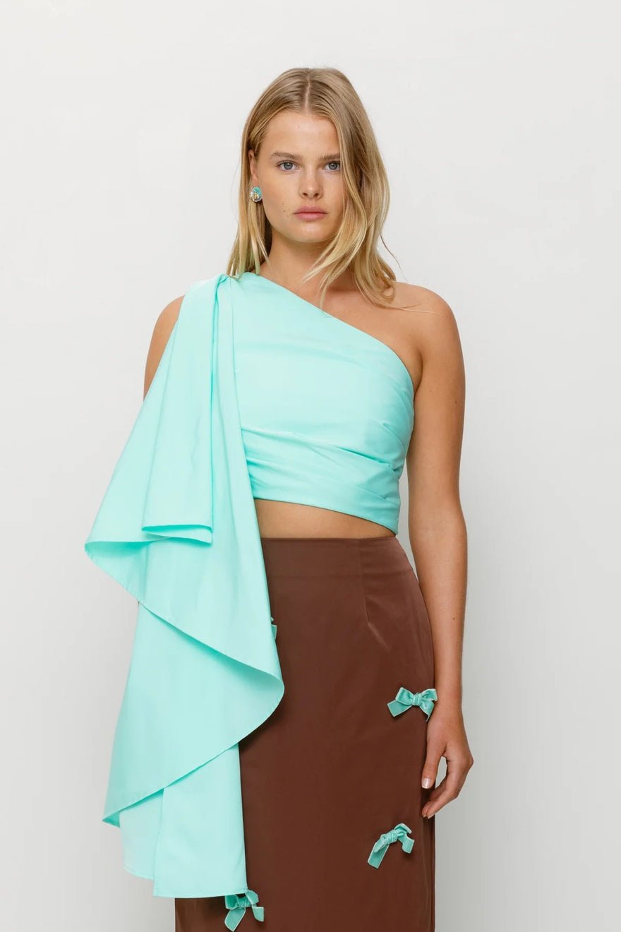 The Wolf Gang Amar One Shoulder Top - Aqua photo 4