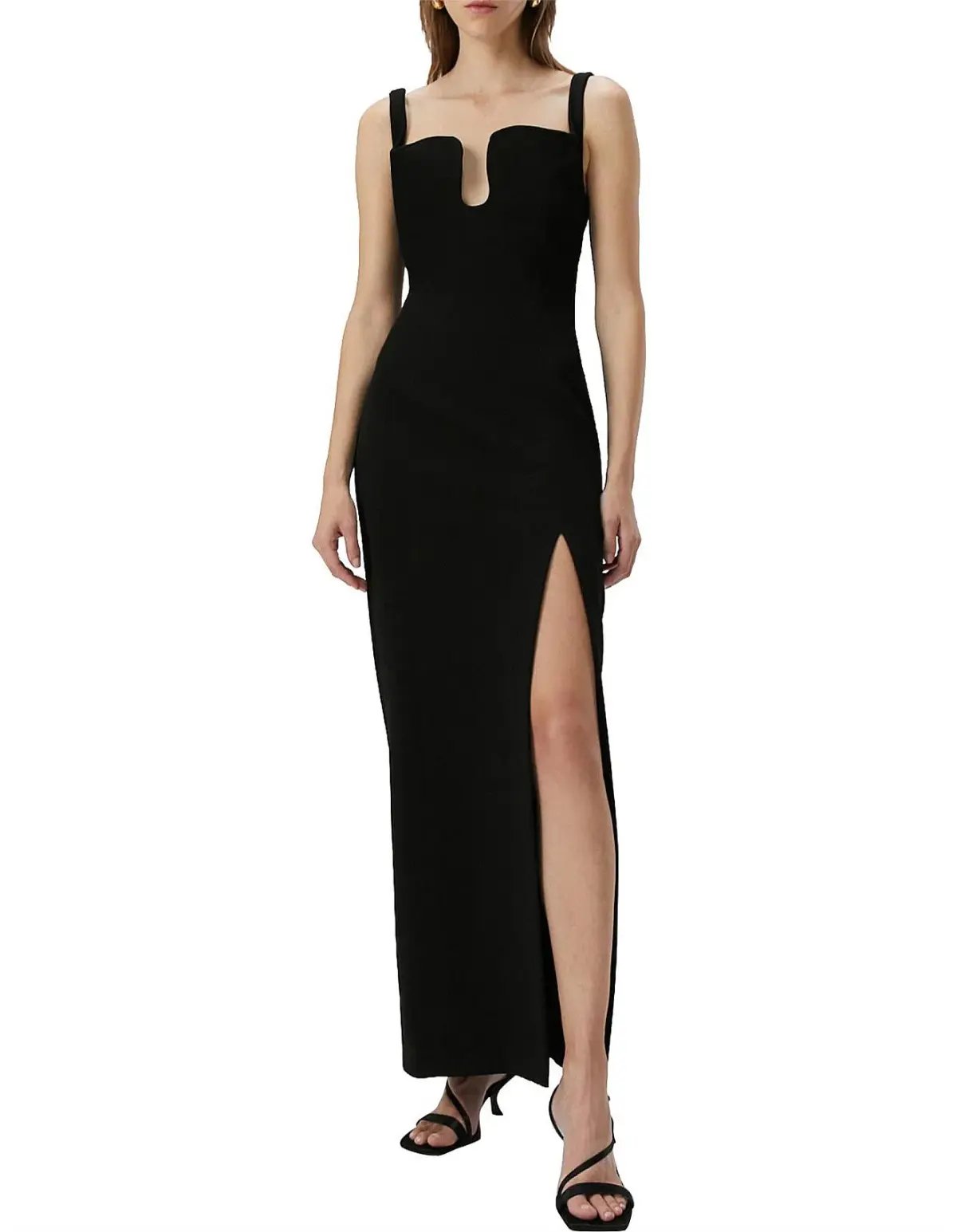 MISHA Franka Wave Neckline Maxi Black Size 8/S photo 3