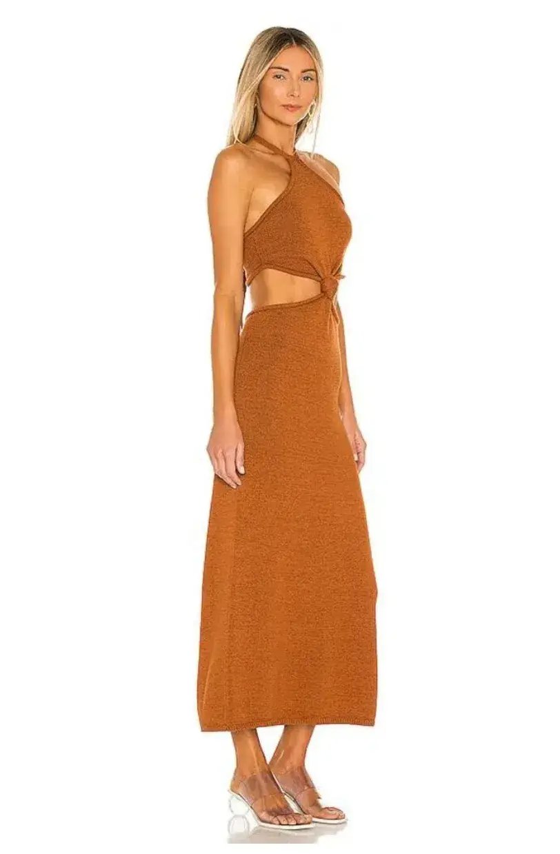 Cult Gaia Cameron Knit Dress Brown Size L/Au 12 photo 4