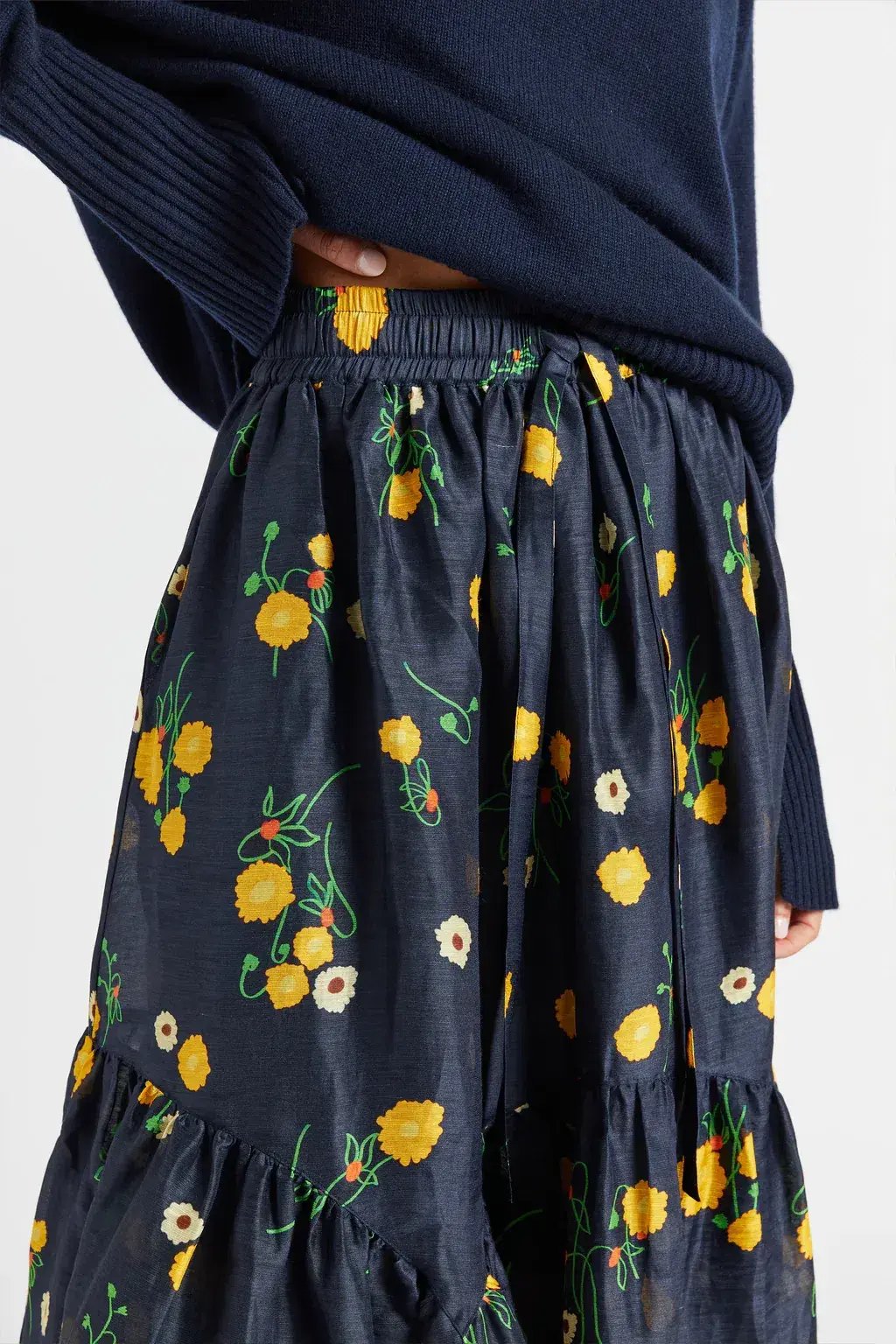 Lee Mathews Ketty Maxi Skirt in Navy Floral Size 1/Au 8 photo 4