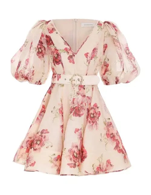 Zimmermann High Tide Puff Sleeve Mini Dress Floral Size 0/AU 8 photo 3