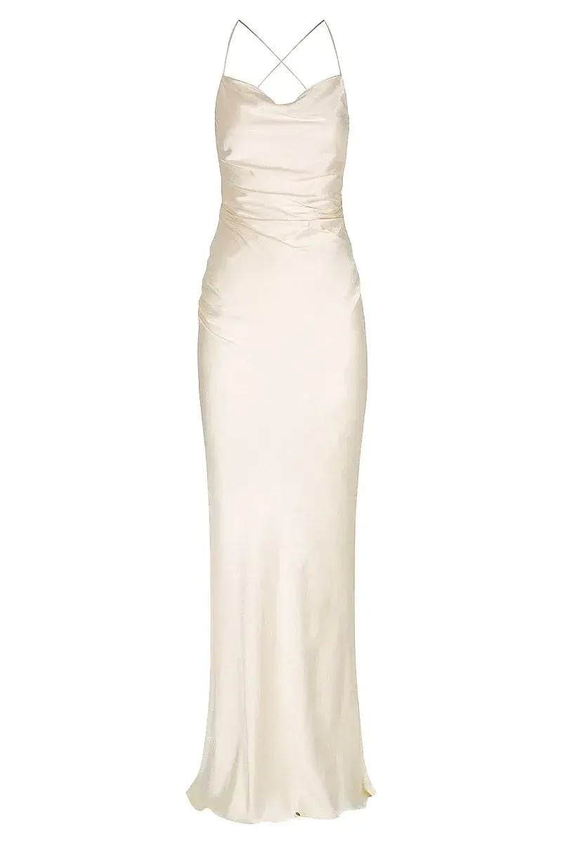 Shona Joy La Lune Lace Back Maxi Dress Cream Size 6 photo 6