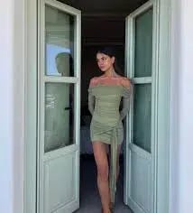 Benni Yasmin Off Shoulder Mini Dress in Pistachio Size 8 photo 3