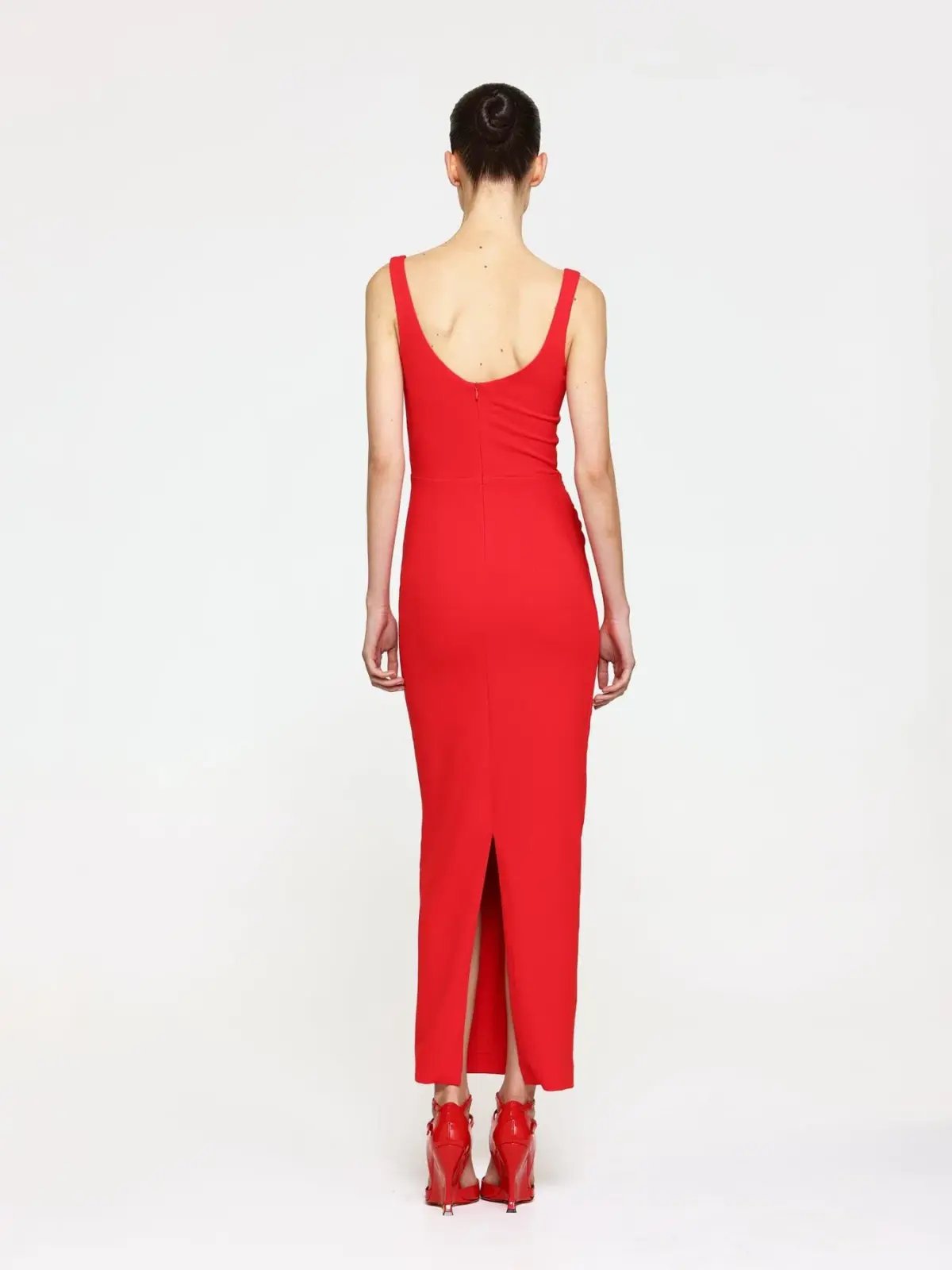 Effie Kats Gable Midi Dress Cherry Red Size 12 photo 3