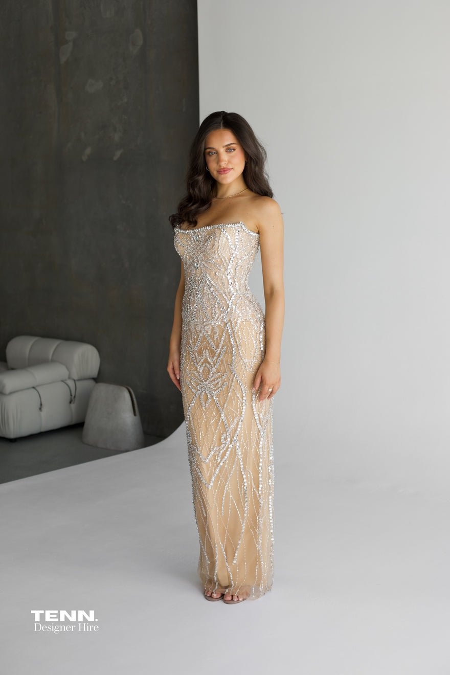 Albina Dyla Regal Gown (Off Shoulder Long Silver Dress) photo 3