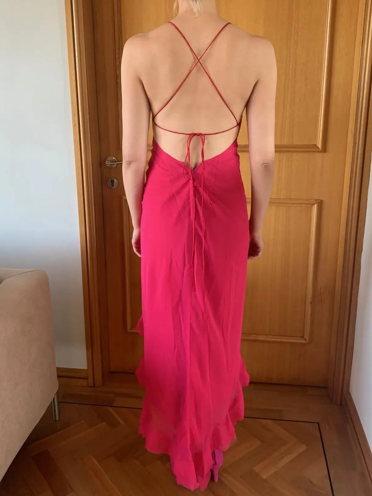 Eileen Kirby Frill Dress Pink Size 8 photo 4