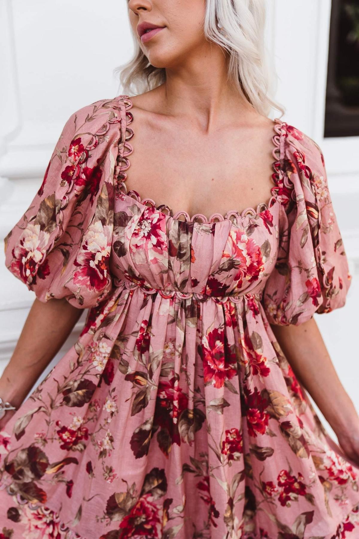 Zimmermann Cassia Scallop Mini Dress in Floral Musk Size 0 / AU 8 photo 8