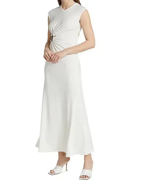 Christopher Esber Ruched Moodstone Tank Dress in White Size 8 / S photo 5