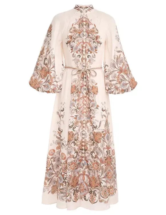 Zimmermann The Devi Billow Long Dress in Ivory Paisley Size OP/Au 6 photo 2