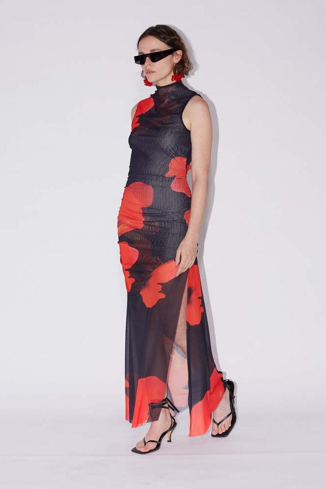 Saemdi Floral Printed Mesh Dress - Black Multi photo 4