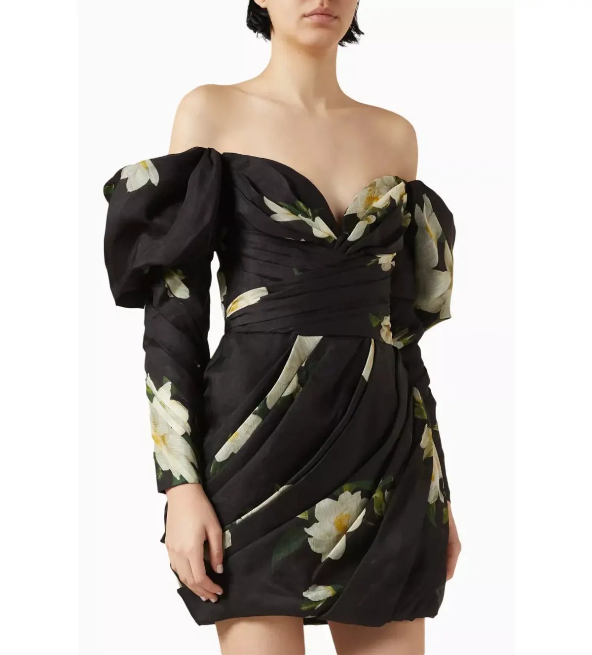 Zimmermann The Harmony Drape Mini Dress in Black Magnolia Size 1 / AU 10 photo 2