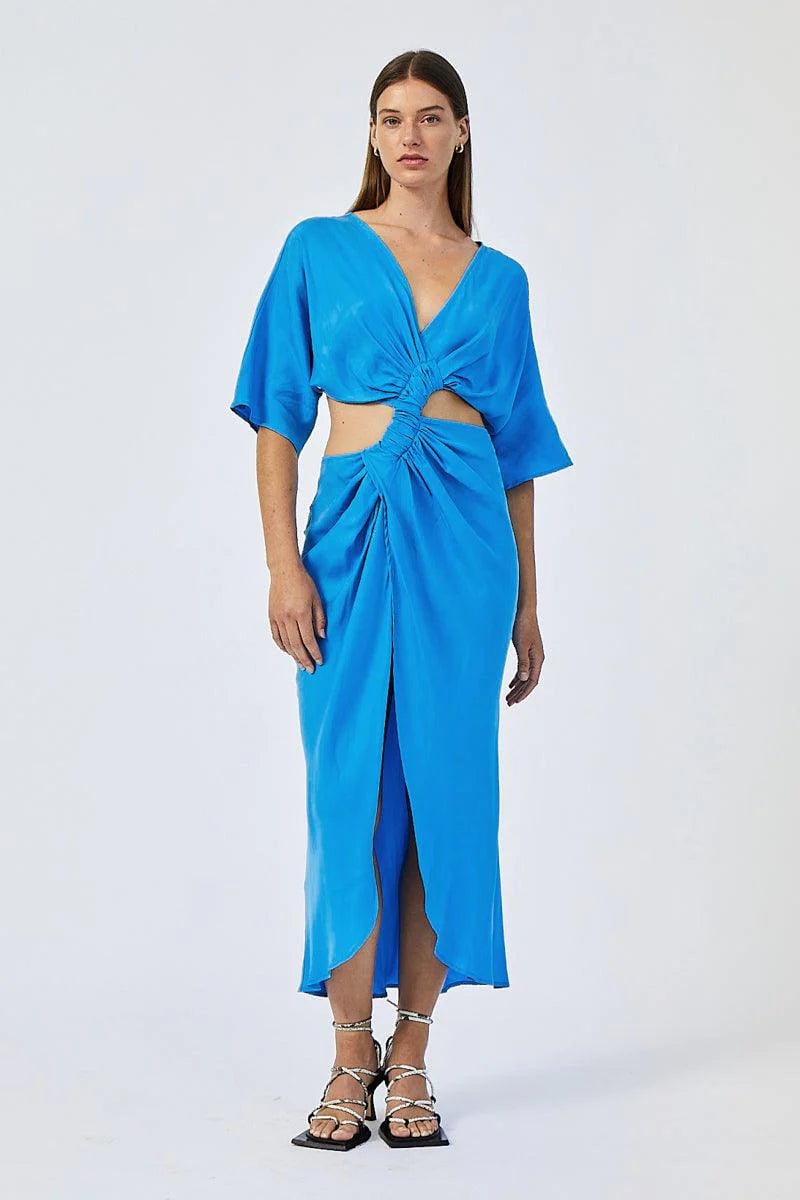 Suboo Hannah Rouched Cross Over Midi Dress - Lapis Blue photo 4