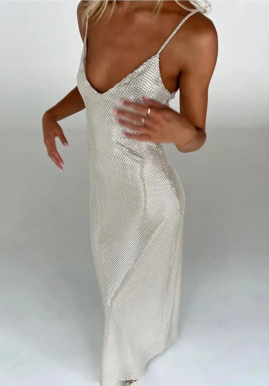 Manning Cartell High Voltage Slip Dress Nude Silver Size 10 photo 3