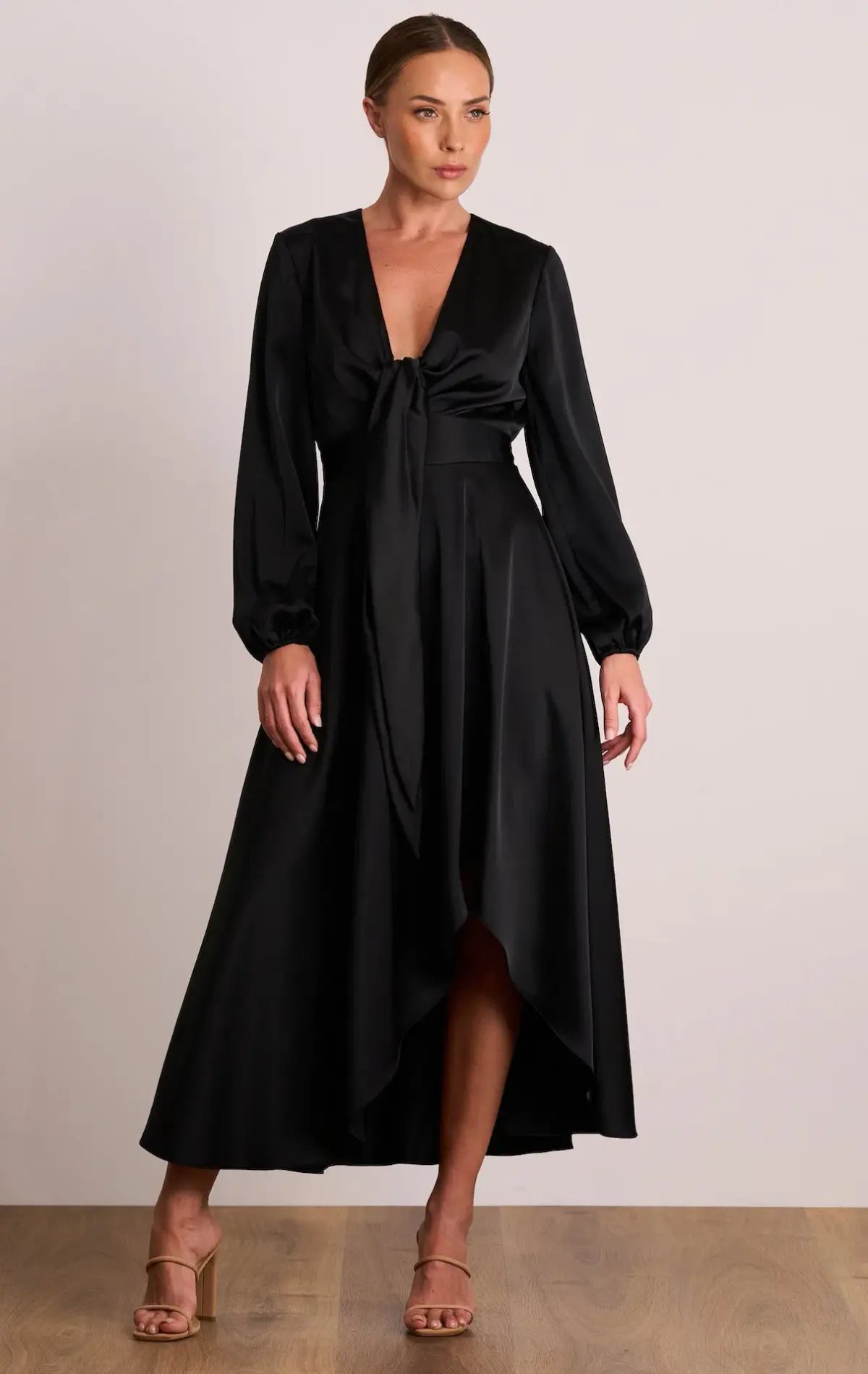 Pasduchas Florence Tie Midi Dress Black Size 16 photo 3
