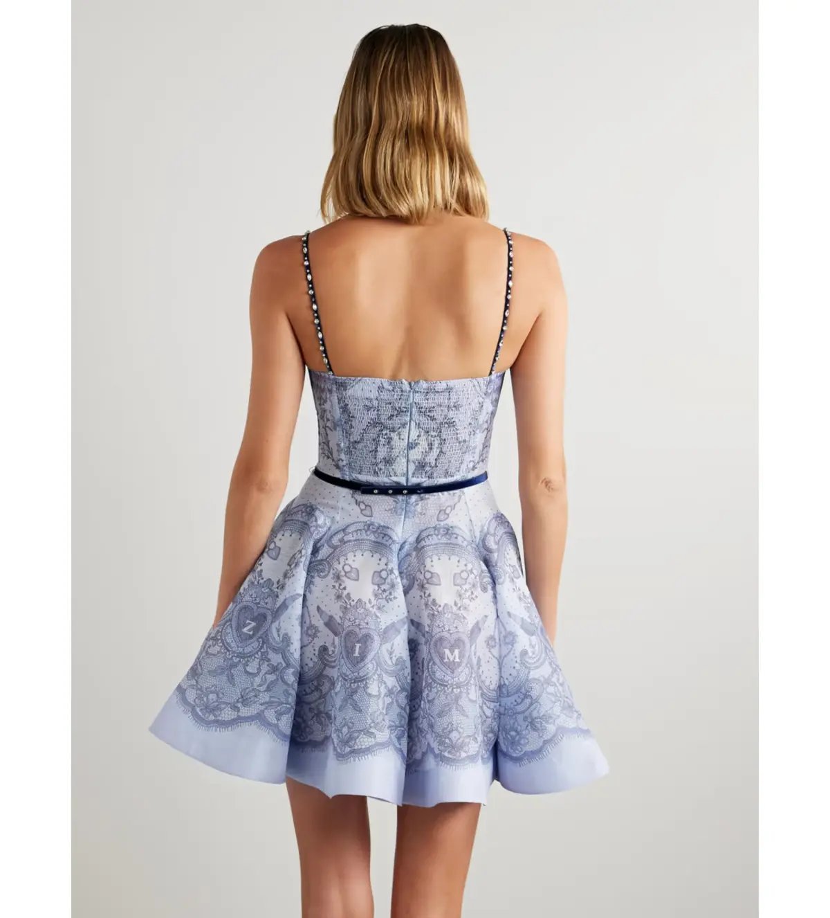 Zimmermann The Crush Twist Front Mini Dress in Blue Lace Print Size 1 / AU 10 photo 2