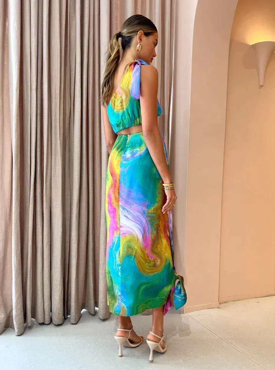 Alemais Irving Knot Midi Dress Multi Size 8 photo 2