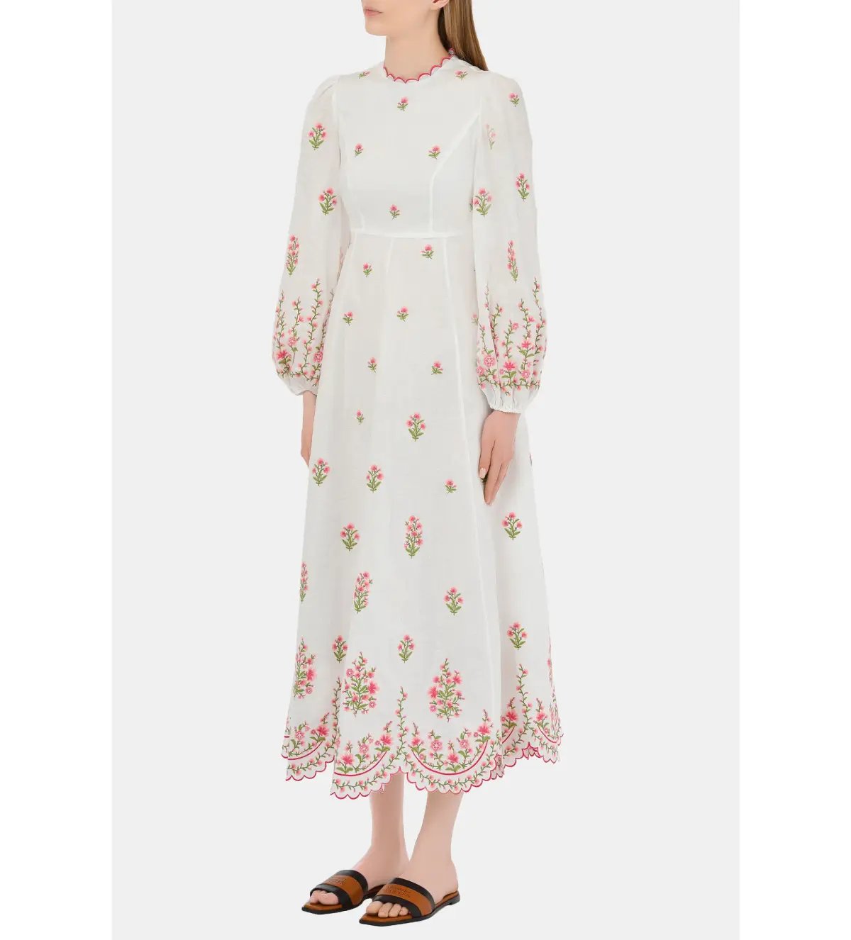 Zimmerman Poppy Floral Midi Dress in Pink Embroidery Size 1 / AU 10 photo 2