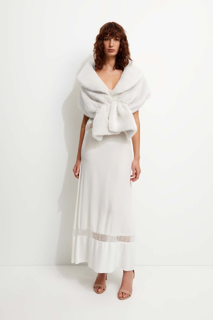 UNREAL FUR Champagne Wrap Fur Stole (Ivory) photo 8