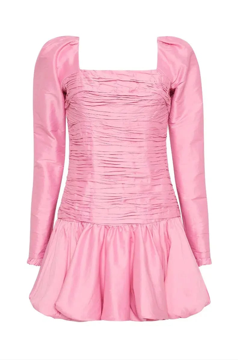AJE Bijou Ruched Long Sleeve Mini Dress in Bonbon Pink Size 4 photo 5
