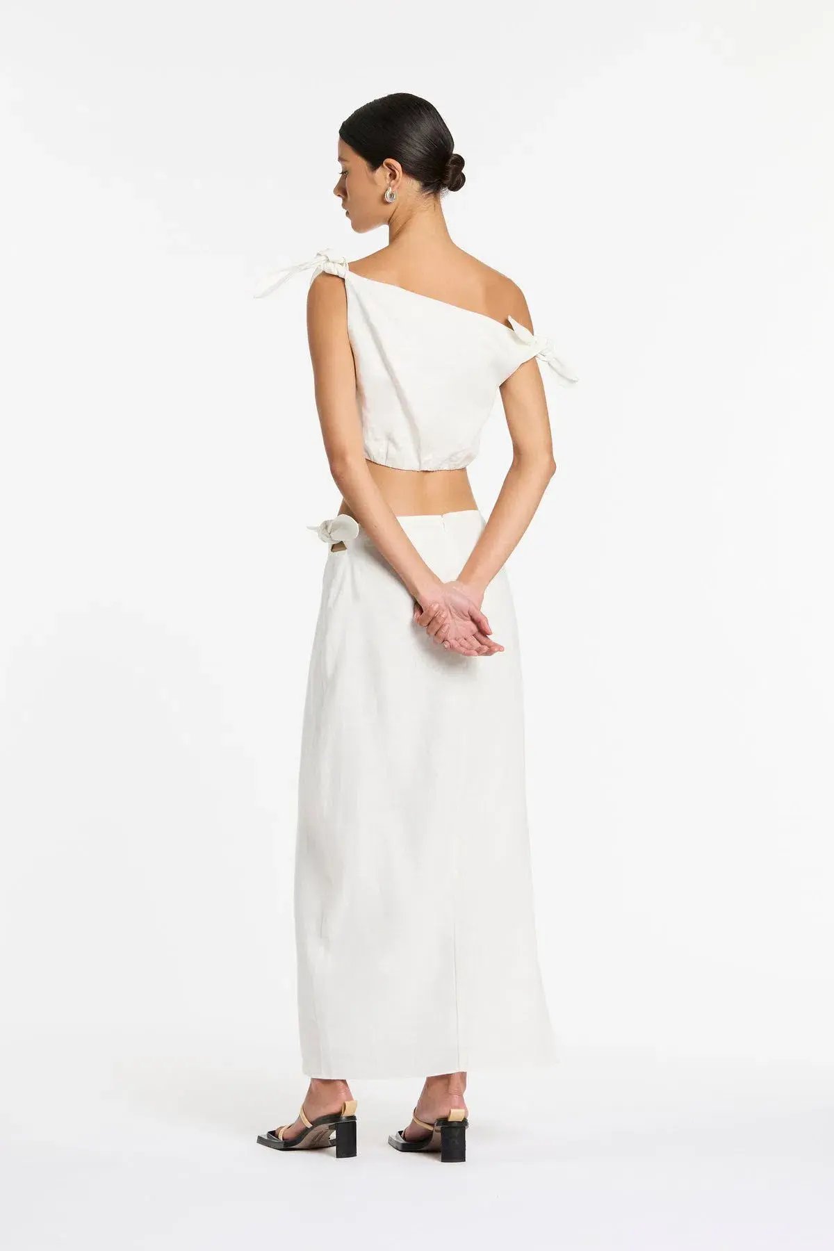 Sir The Label Bettina Tie Crop & Midi Skirt Set Ivory Size 4 / AU 14 photo 2