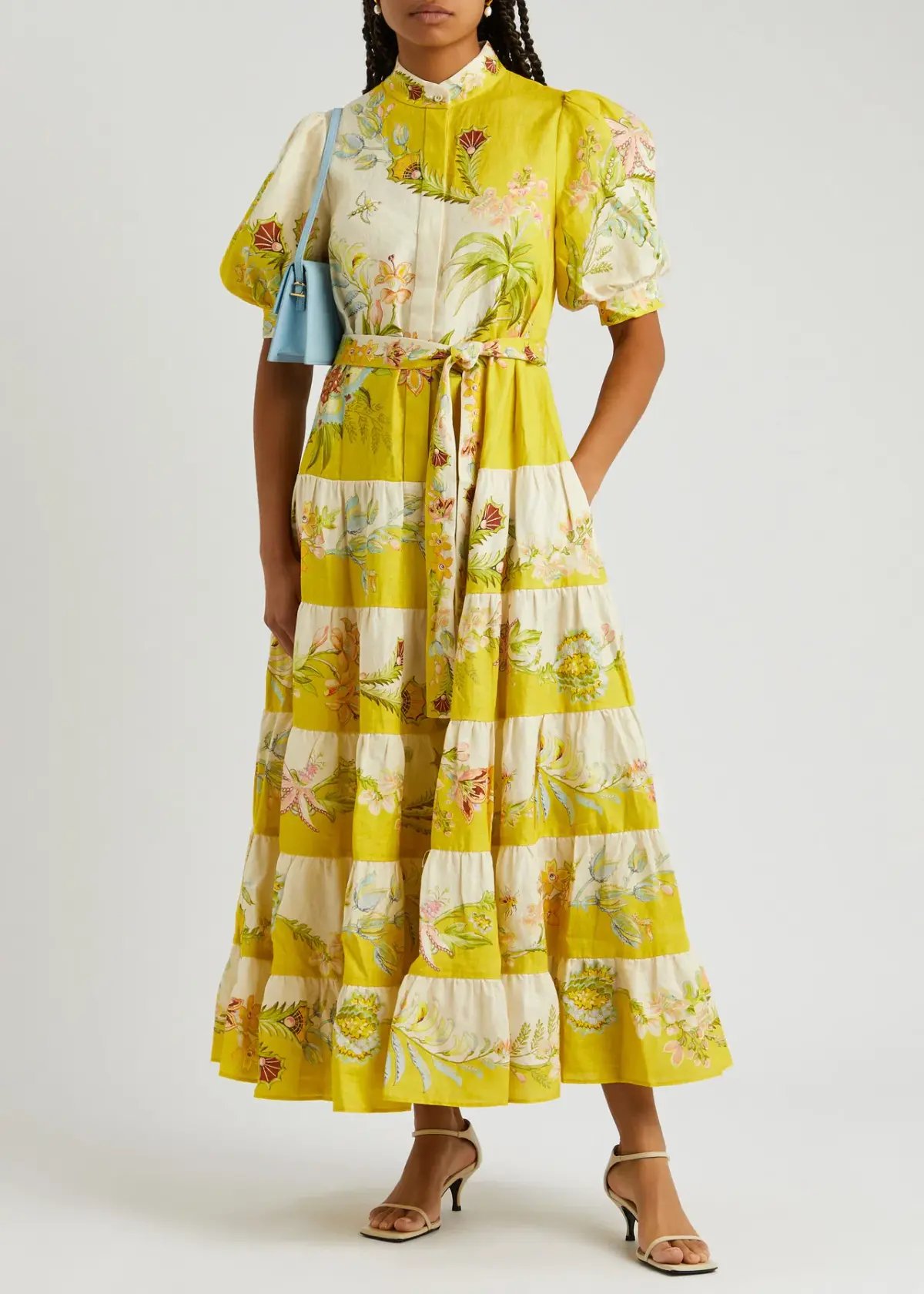 Alemais Ira Tiered Midi Dress Lemon/Cream Size AU 10 photo 2