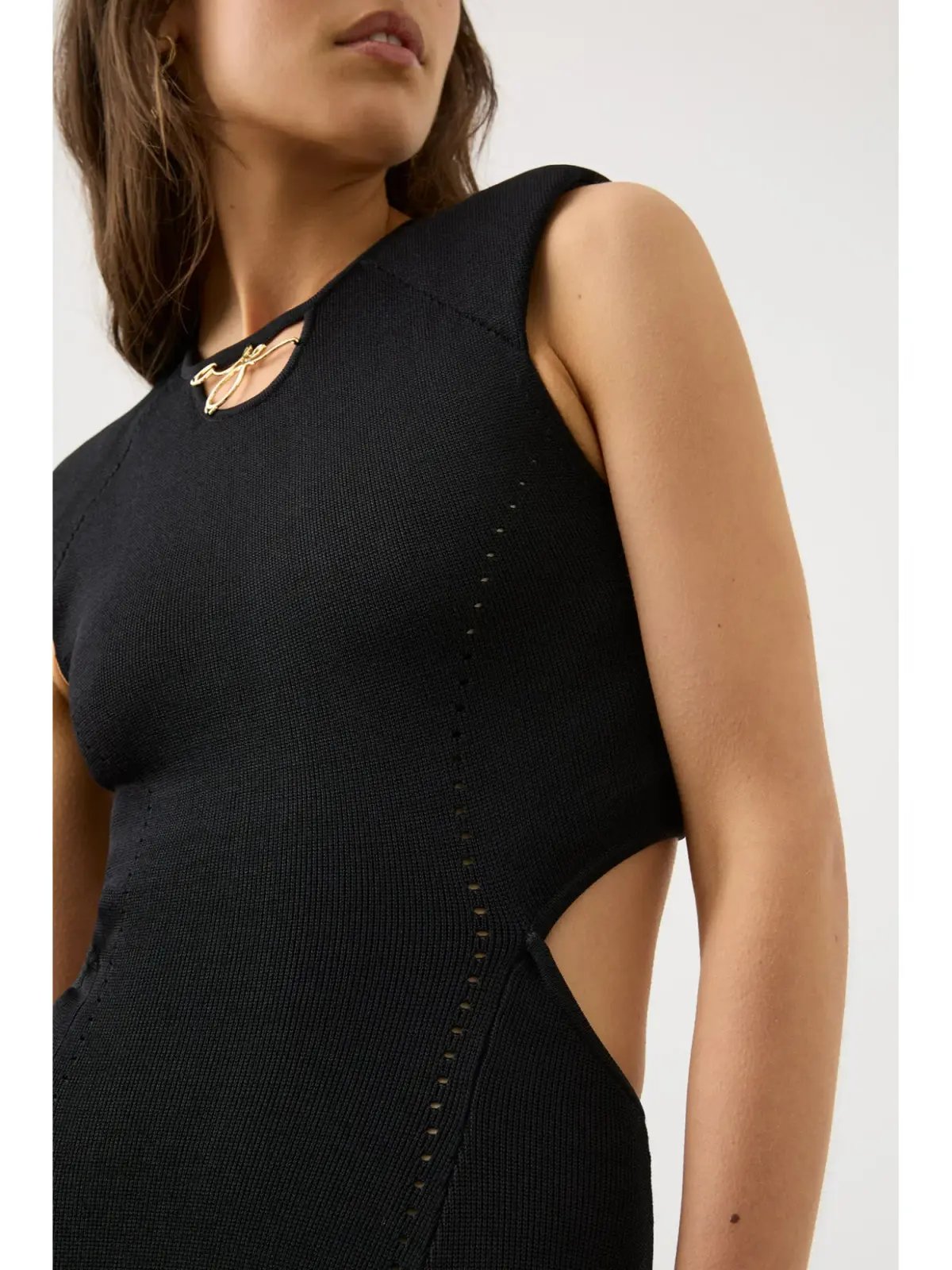 Aje Lena Knit Cut-out Dress in Black Size AU 14 photo 3