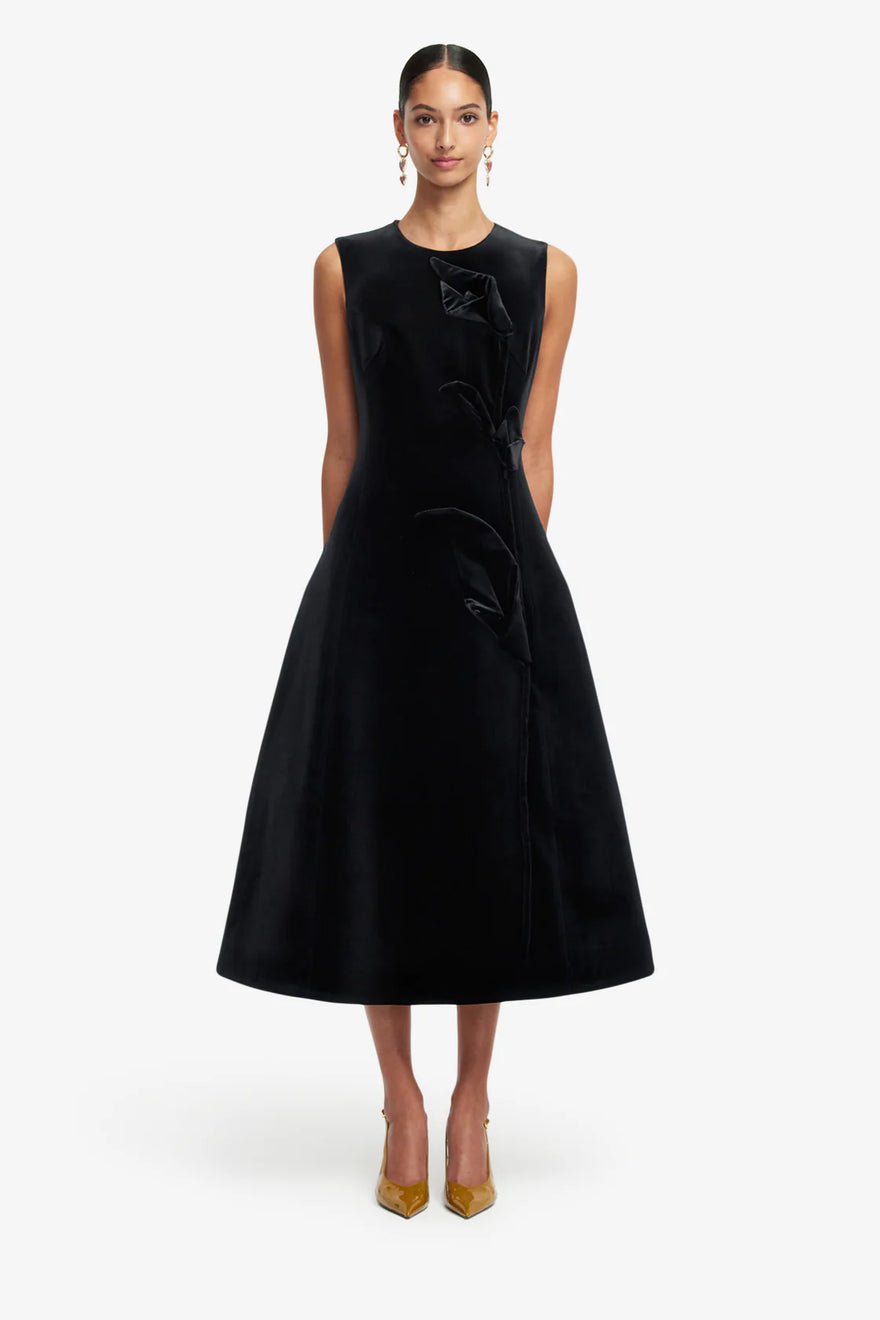 Leo Lin Cleo Velvet Sleeveless Midi Dress - Ebony photo 4