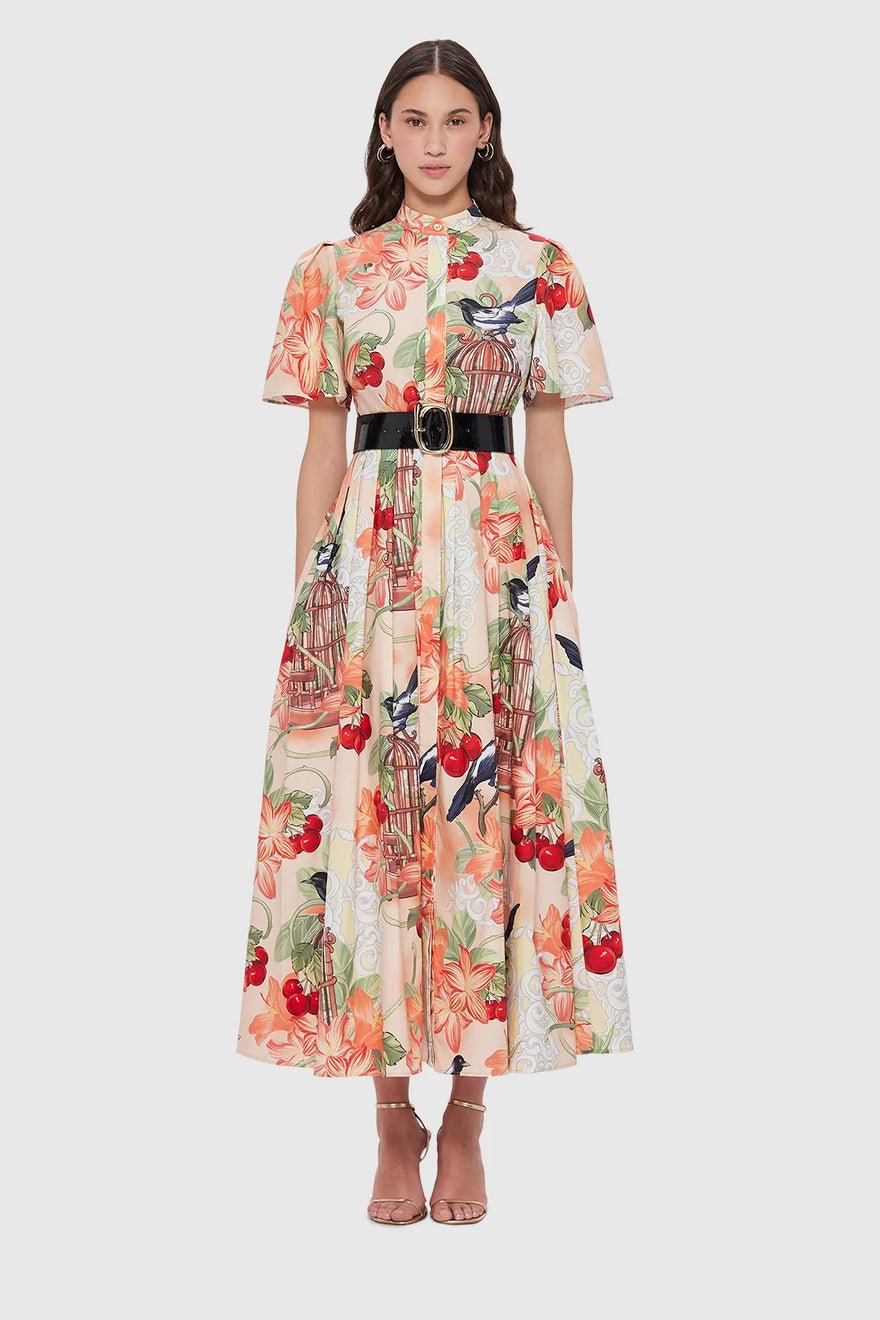Leo Lin Bianca Short Sleeve Midi Dress - Azalea Print In Fortune photo 5