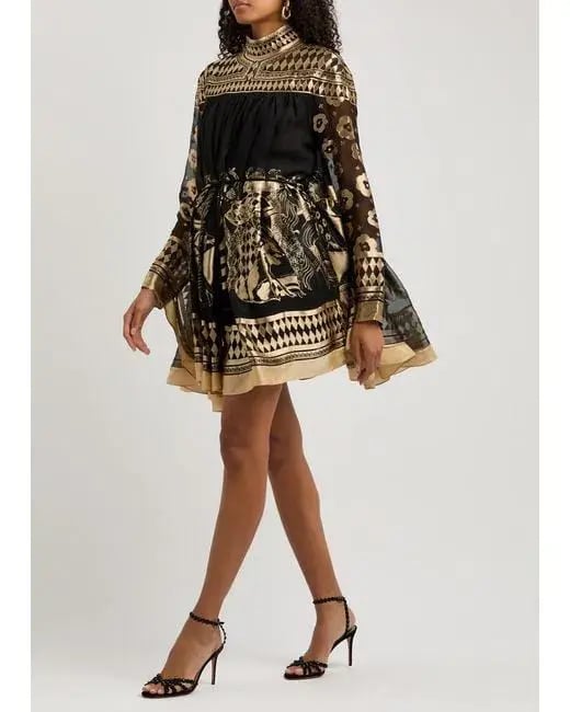 Zimmermann The Illustration Otto Mini Dress in Black/Tea Size OP/Au 6 photo 3