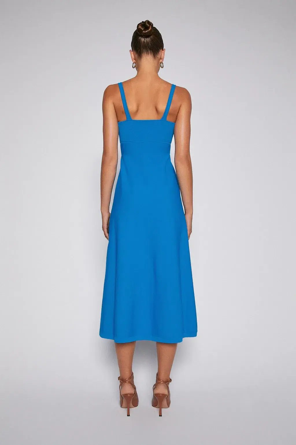 Scanlan Theodore Crepe Knit Square Neck Dress Azure Blue Size 6 photo 2