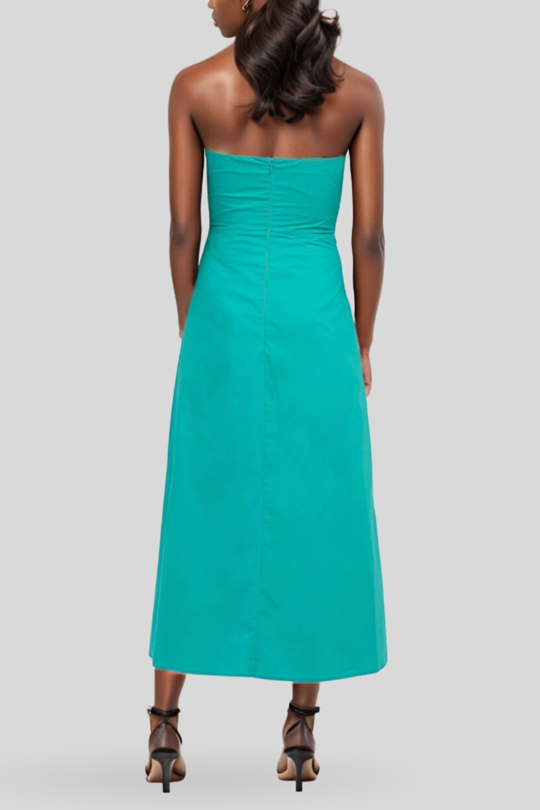 Poplin Strapless Dress Teal photo 2