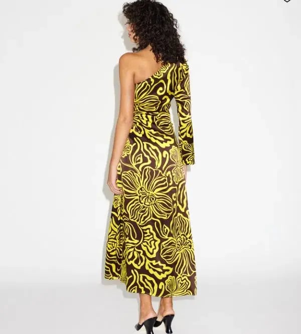 Lover Solana Silk One Shoulder Cut Outs Midi Dress Size AU 12 photo 2