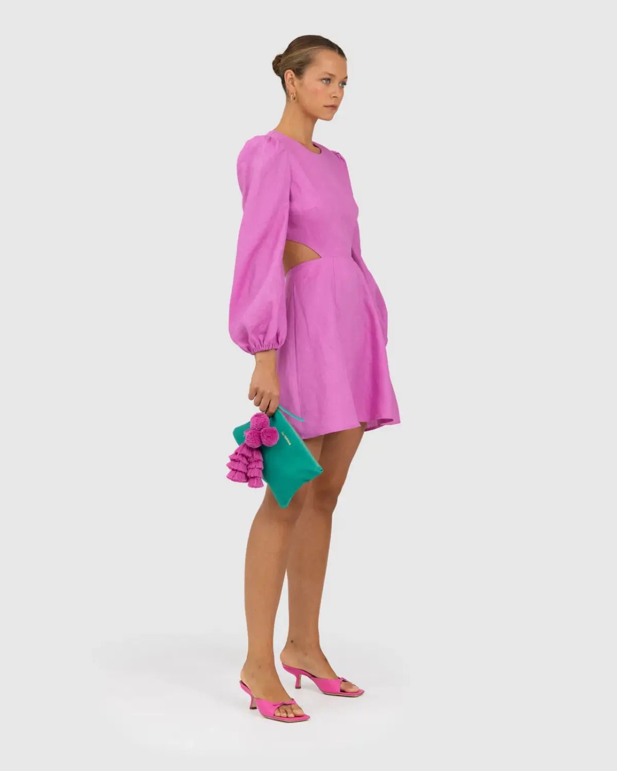 The Wolf Gang Safi Linen Cut Out Dress Pink Size XXS/Au 4 photo 3