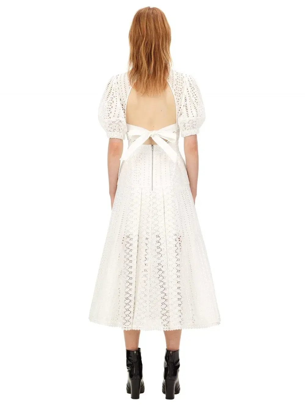 Self Portrait White Cotton Broderie Dress White Size 8 photo 3