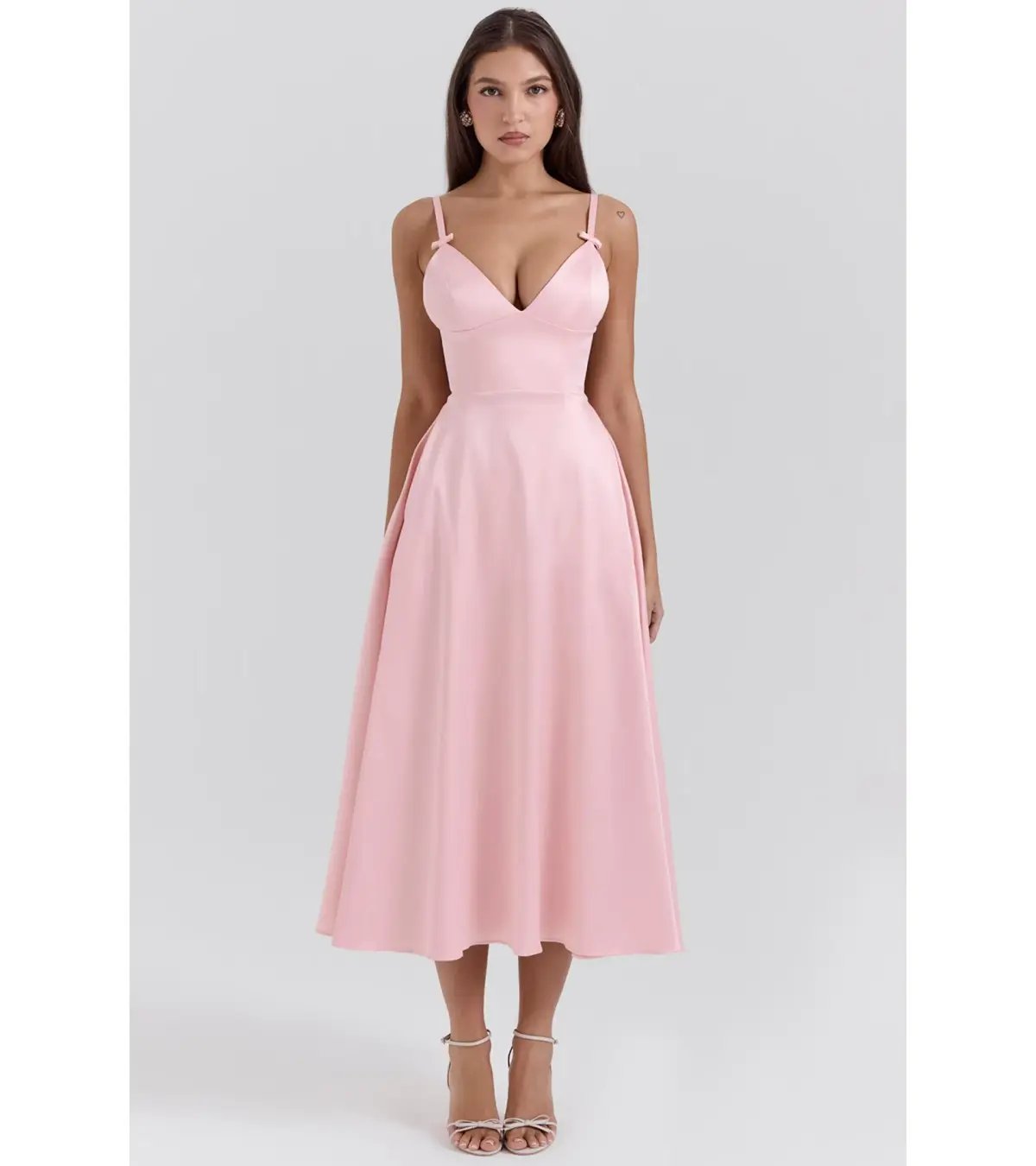 House of CB Tiffany Satin A-Line Midi Dress Parisian Pink Size S / AU 8 photo 2