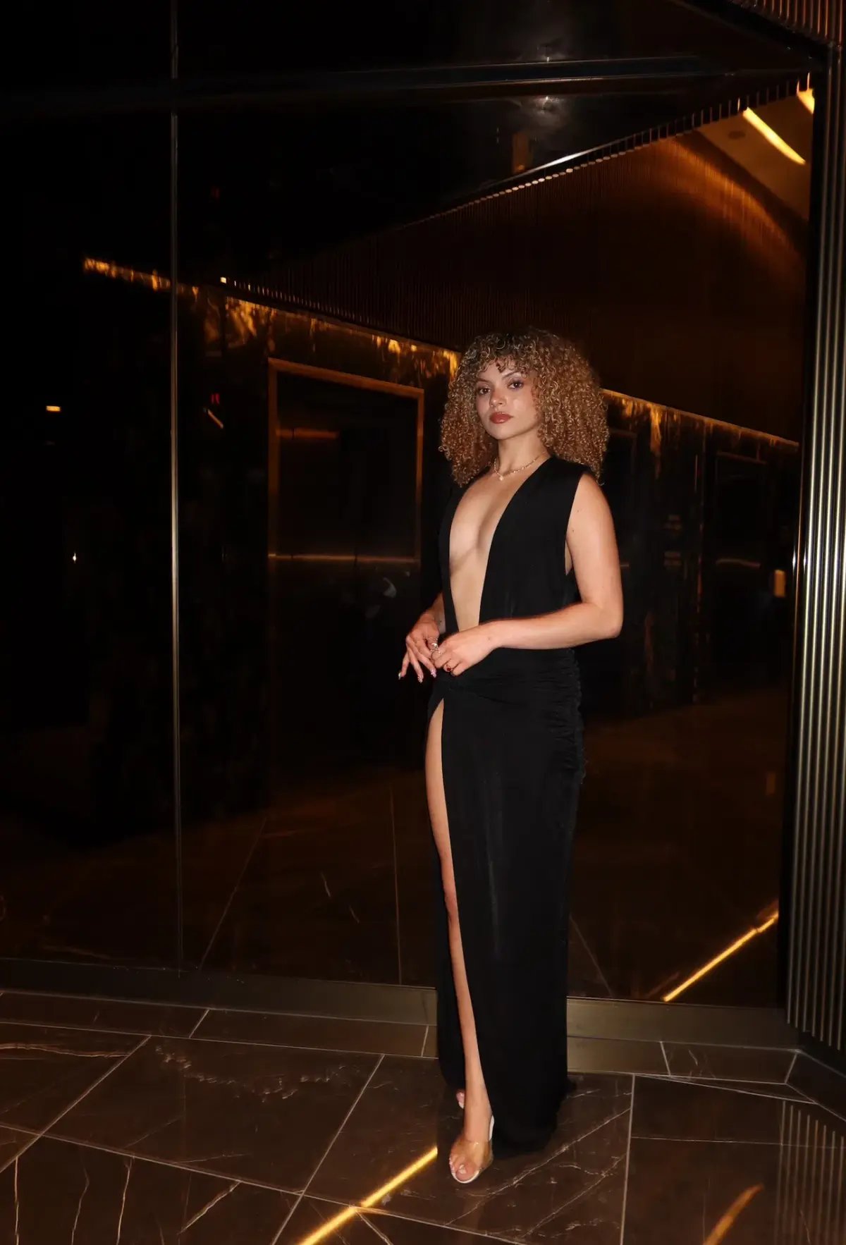 House of CB Larelle Plunge Maxi Dress Black Size 6 photo 5