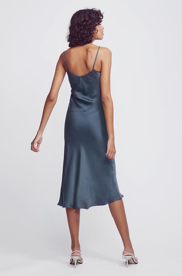 Silk Laundry 90's Silk Slip Dress Smoke photo 2