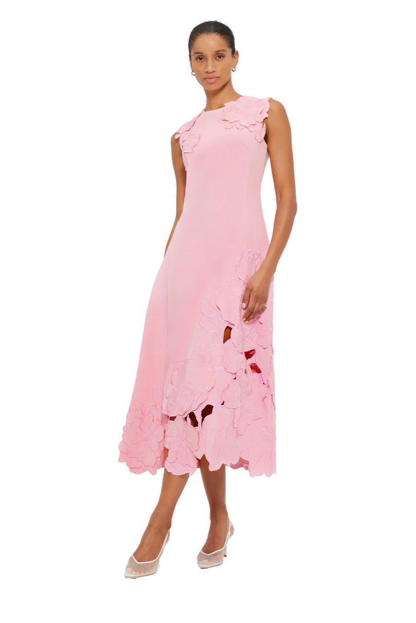 LEO LIN CLEO APPLIQUÉ SLEEVELESS MIDI DRESS - FLAMINGO photo 7
