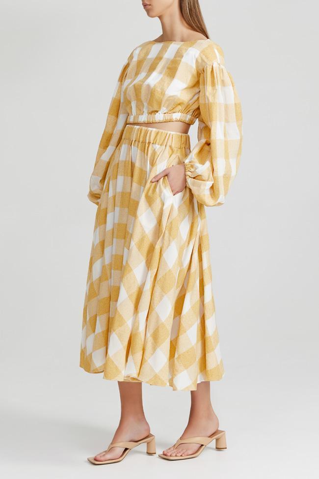 Acler Sutherland Top and Skirt Set Canary Check Size 12 photo 2