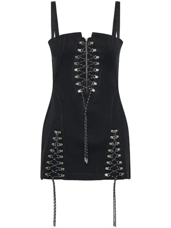 Dion Lee Hiking Laced Mini Dress Black Size 10 photo 4