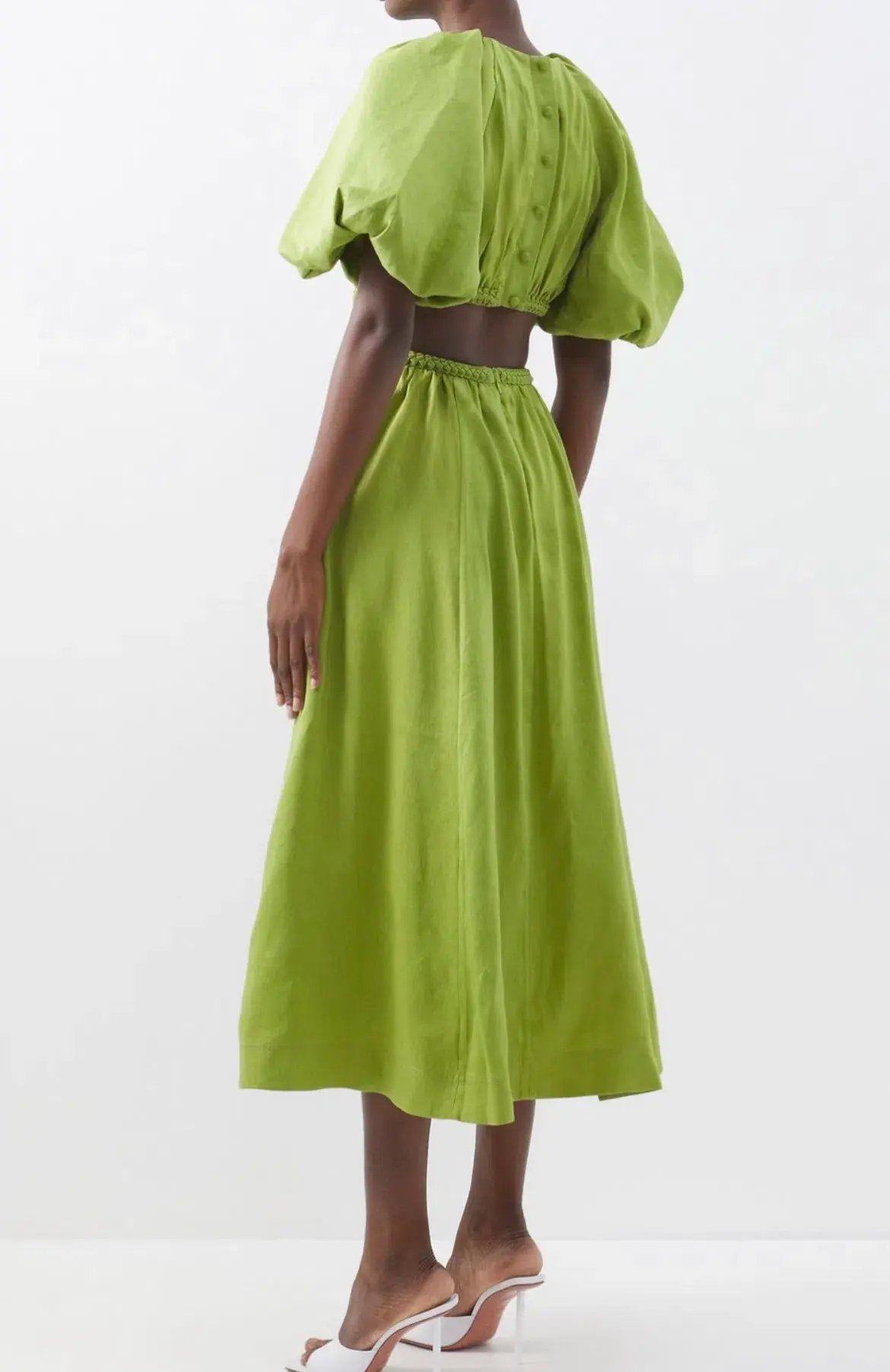 Aje Capucine Puff Sleeve Midi Dress Verdant Green Size 12 / L photo 3