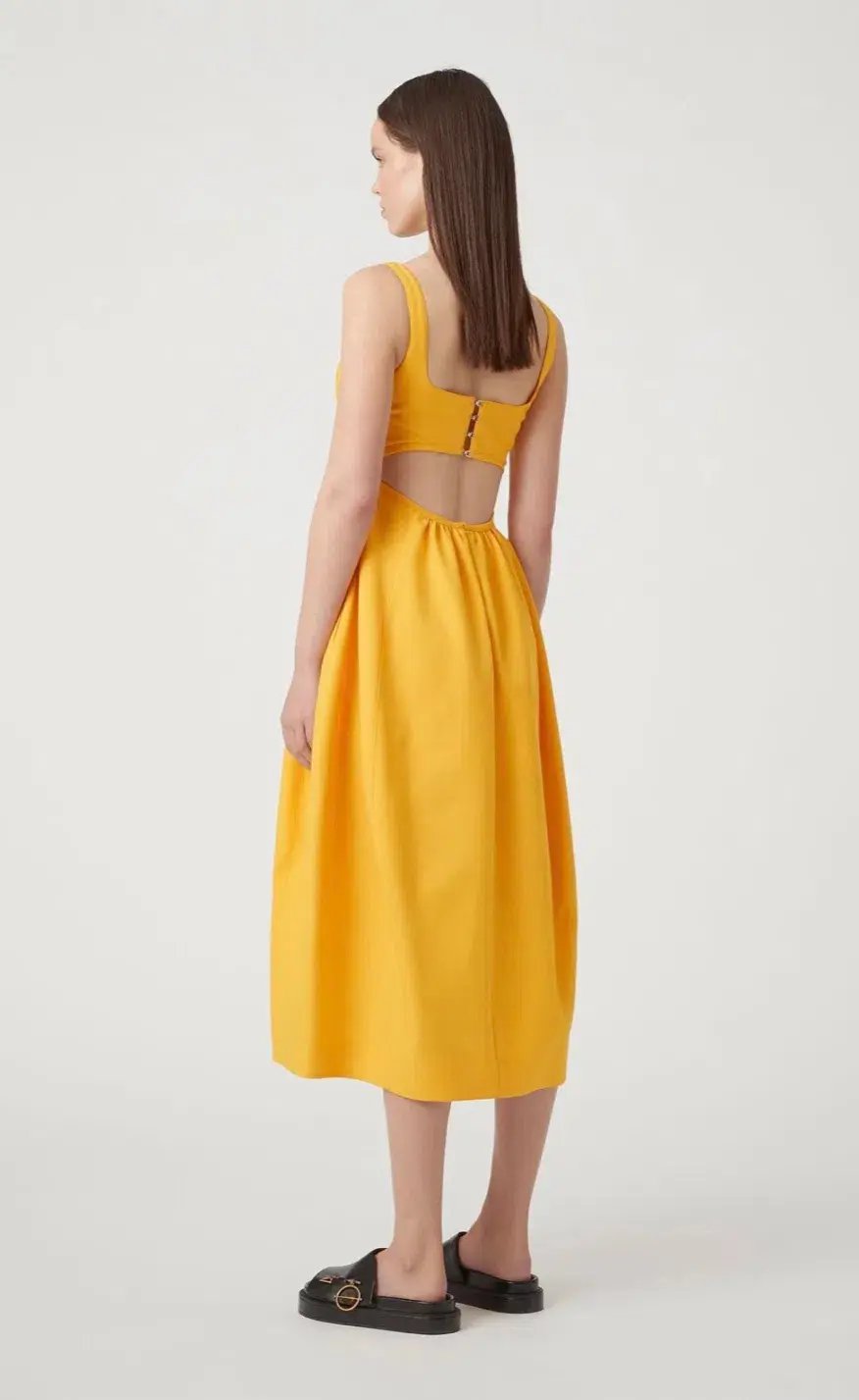 Camilla and Marc Callie Open Back Midi Dress Yellow Size 6 photo 2
