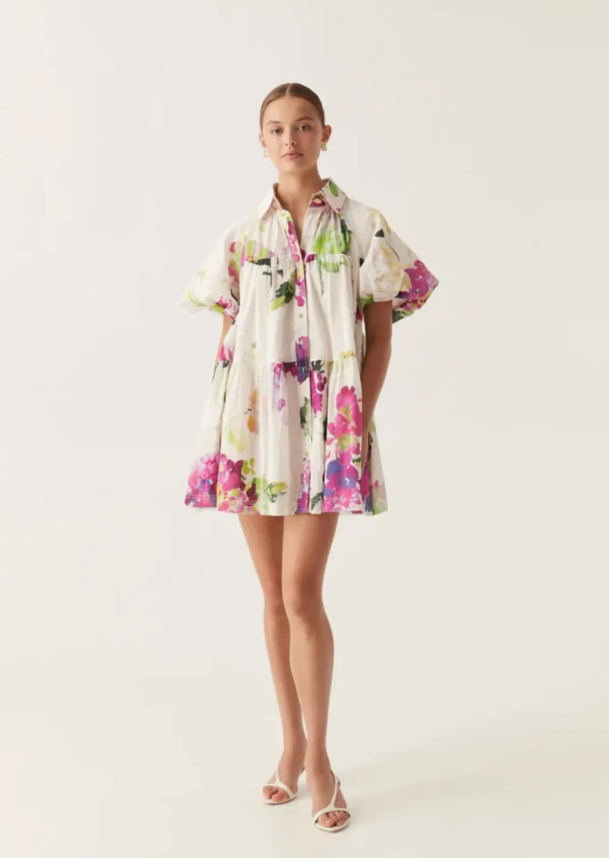 Aje Pablo Smock Mini Dress Floral Size 8 photo 2
