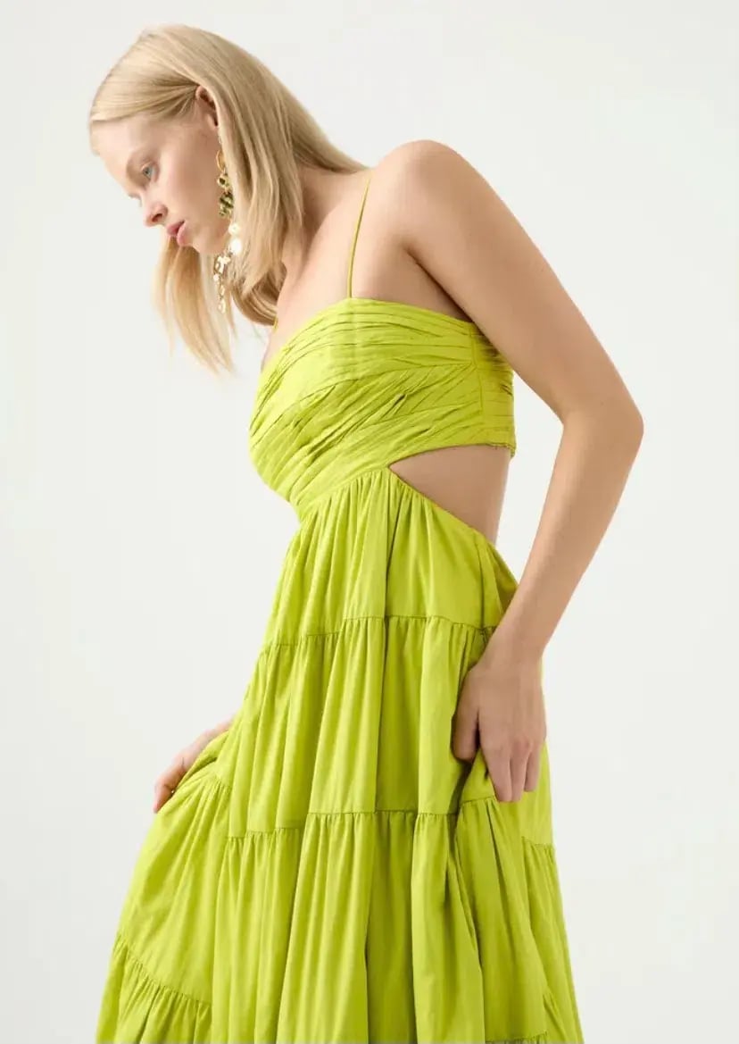 Aje Sartre Tiered Maxi Dress Green Size 12 / L photo 2
